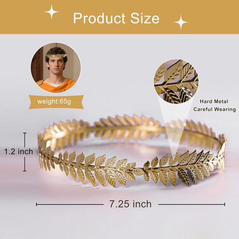 EAWIN Roman Emperor Crown Laurel Wreath Gold Leaf Headband Toga Costume Accessory Caesar Circlet Wedding Headpiece - Image 3