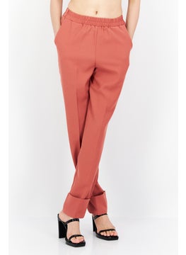 Y.A.S Women Regular Fit Plain Wide Leg Pants, Brown  - Image 1