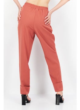 Y.A.S Women Regular Fit Plain Wide Leg Pants, Brown  - Image 3