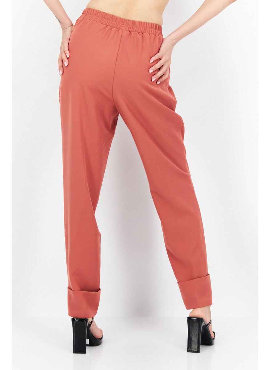 Y.A.S - Women Regular Fit Plain Wide Leg Pants, Brown - Image 1