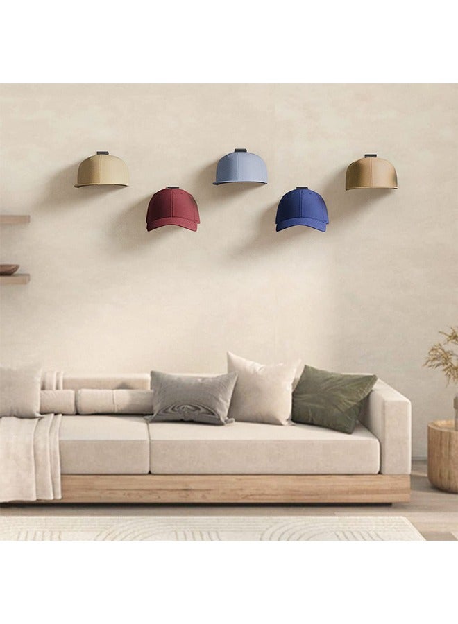 6 Pcs Magic Hat Hangers Adhesive Hat Hooks, No Drilling Strong Hat Rack for Baseball Caps, Minimalist Hat Organizer Display for Home Decor (Black+White)  - Image 5
