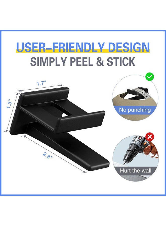 6 Pcs Magic Hat Hangers Adhesive Hat Hooks, No Drilling Strong Hat Rack for Baseball Caps, Minimalist Hat Organizer Display for Home Decor (Black+White)  - Image 2