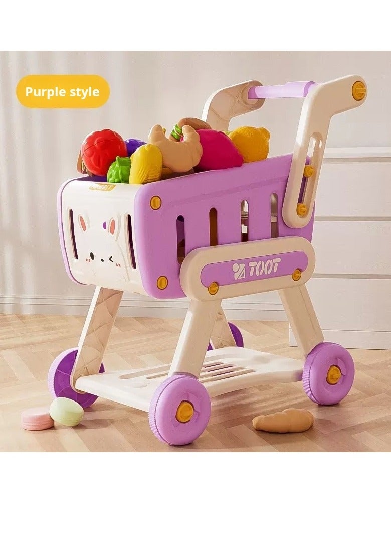 Children's kitchen double-layer storage kitchen trolley toy - 13-piece set, role-playing and life skills training  - Image 1