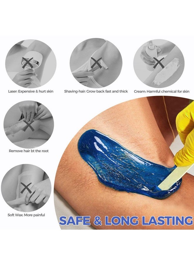 حبيبات الشمع الصلبة لإزالة الشعر - مجموعة حبيبات الشمع 1 رطل/16 أونصة مع 10 أعواد لوضع الشمع للجسم بالكامل والوجه والبكيني البرازيلي والساقين... - Image 2