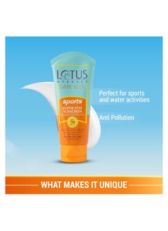 LOTUS HERBALS Lotus Herbals Safe Sun Sports Super Stay Sunscreen Cream SPF 70 PA+++, Sweat and Waterproof, Preservatives Free, 80g  - Image 2
