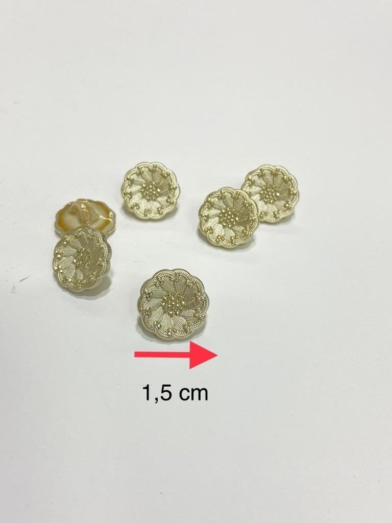 Karan Tuhafiye Karan Haberdashery Italian Model Cardigan Vest Button Set of 6 Gold 1.5 cm - Image 2