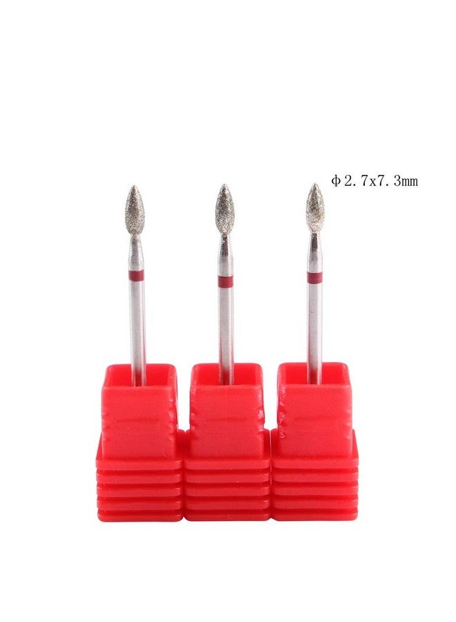 MZCMSL 3Pcs Flame Shape Diamond Cuticle Clean Bits, 3/32 Shank Dry Manicure Drill Bits - Image 1
