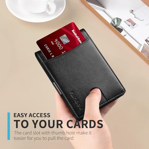 RUNBOX محفظة رن بوكس للنقود مع مشبك نحيف للرجال مع حماية RFID لحامل 11 بطاقة محفظة جلدية قابلة للطي صغيرة لمحفظة الجيب الأمامية هدية في علبة - Image 4