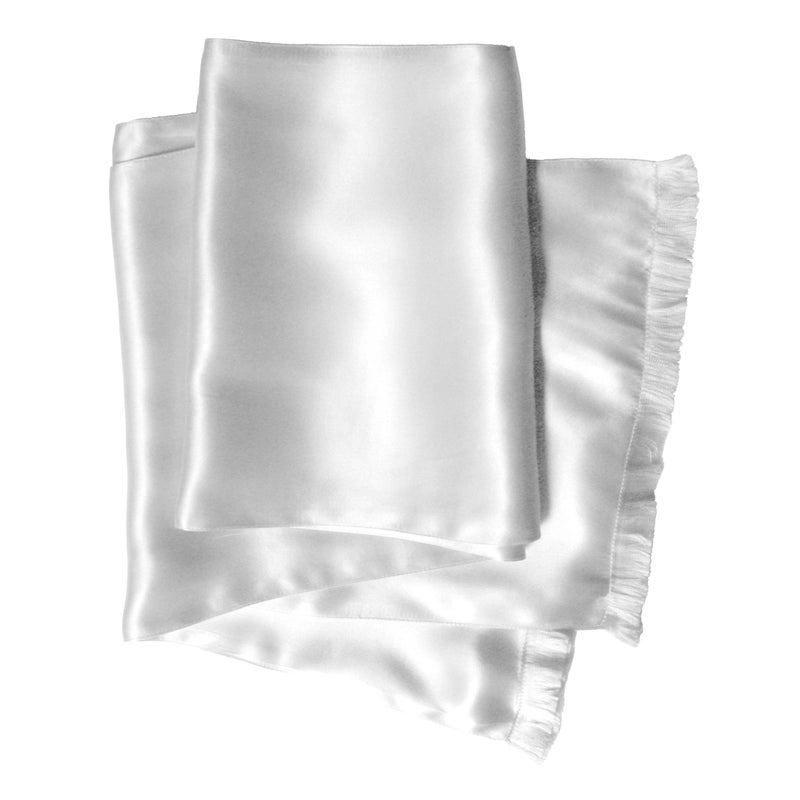 Royal Silk وشاح طيار من الحرير الملكي - أبيض فاتح - ناعم، سلس، أنيق - طبقتين - حرير ساتان أصلي - 100% حرير - Image 1
