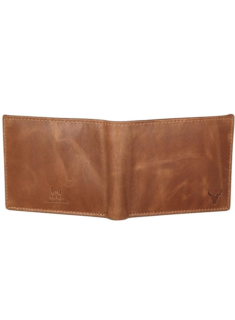 NAPA HIDE Leather Wallet for Men I Handcrafted I Credit/Debit Card Slots I 2 Currency Compartments I 2 Secret Compartments (Tan Crunch) - Image 5