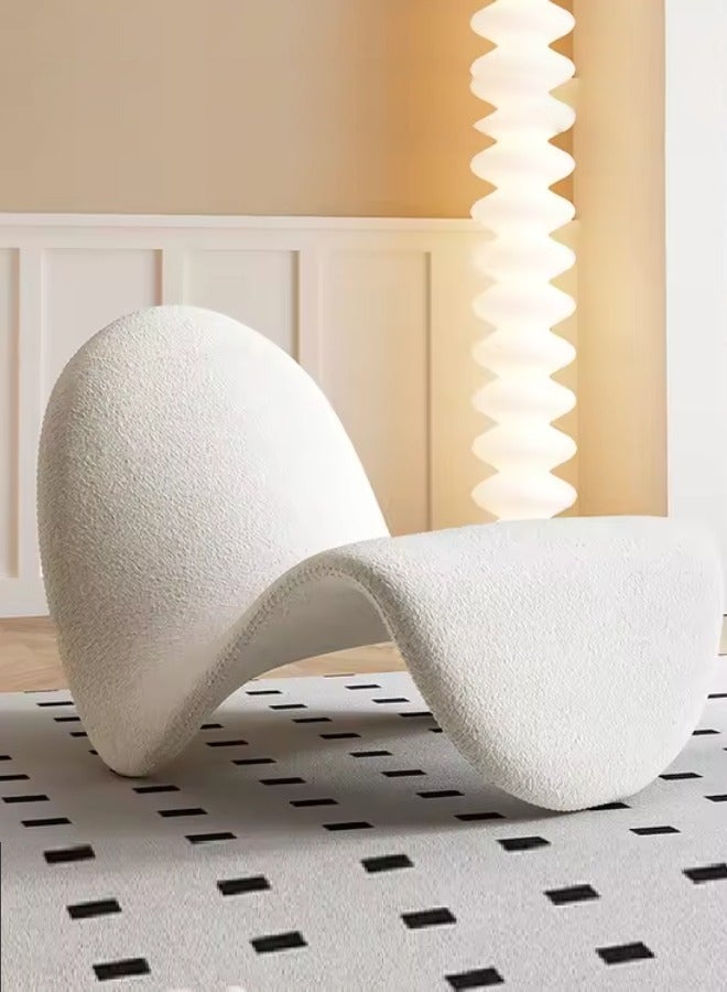 fashionhome Modern Wavy Boucle Lounge Chair Minimalist Ergonomic Accent Chair for Living Room Bedroom - Image 2