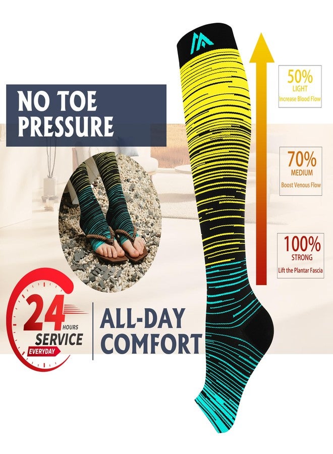 Hi Clasmix 5 Pairs Open the toe Compression Socks for Men & Women 20-30 mmHg Graduated Compression Stockings for Sports Running Flight Travel Pregnancy - Image 2