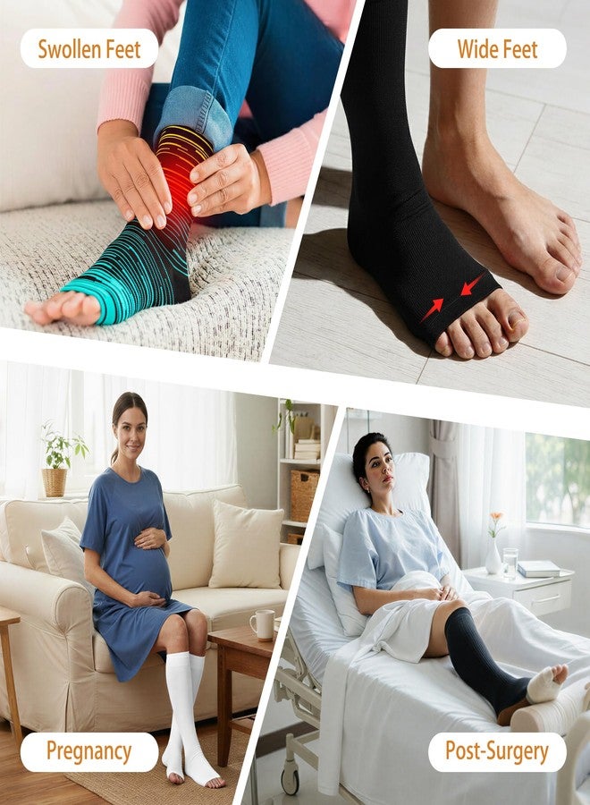 Hi Clasmix 5 Pairs Open the toe Compression Socks for Men & Women 20-30 mmHg Graduated Compression Stockings for Sports Running Flight Travel Pregnancy - Image 4