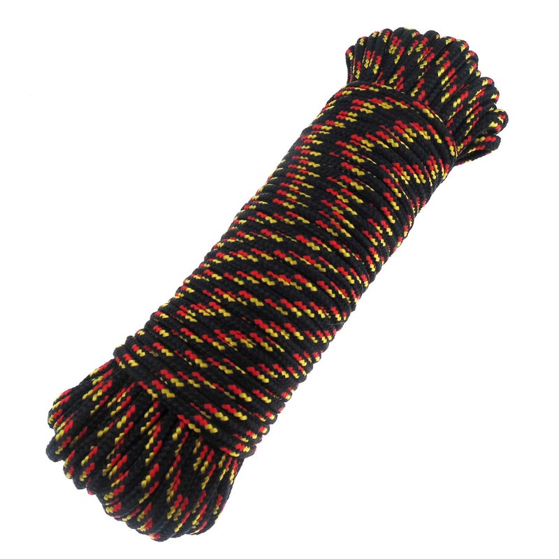 Diamond Braid Nylon Paracord 316 5mm x 100ft High Strength Polypropylene Rope General Purpose Utility Rope and Flag Line Black