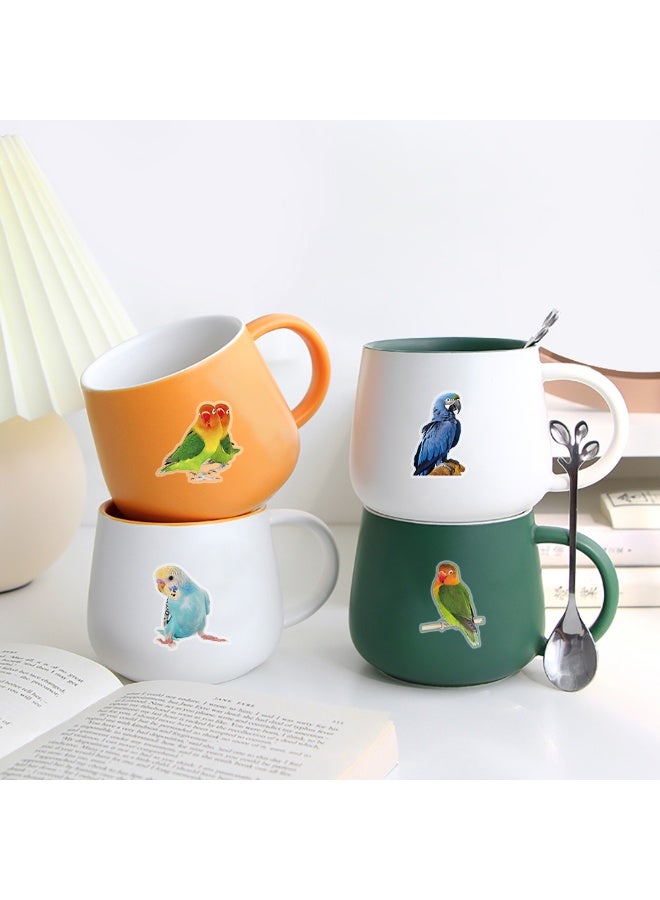 50Pcs Cartoon Birds Parrots PET Stickers Waterproof PET Stickers for Gifts Scrapbooking Laptop Water Bottles Skateboards Mobile Phone - Image 5