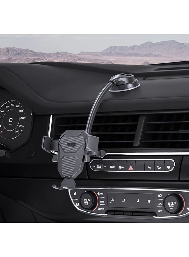 Black Car Phone Holder Strong Suction Cup Adjustable Arm Rotatable Dashboard Mount - Image 5