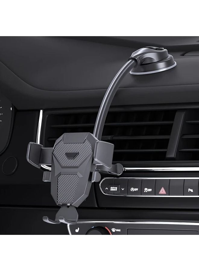 Black Car Phone Holder Strong Suction Cup Adjustable Arm Rotatable Dashboard Mount - Image 4
