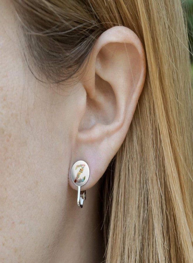 GRAPHICS & MORE Letter Z Floral Monogram Initial Novelty Clip-On Stud Earrings - Image 2