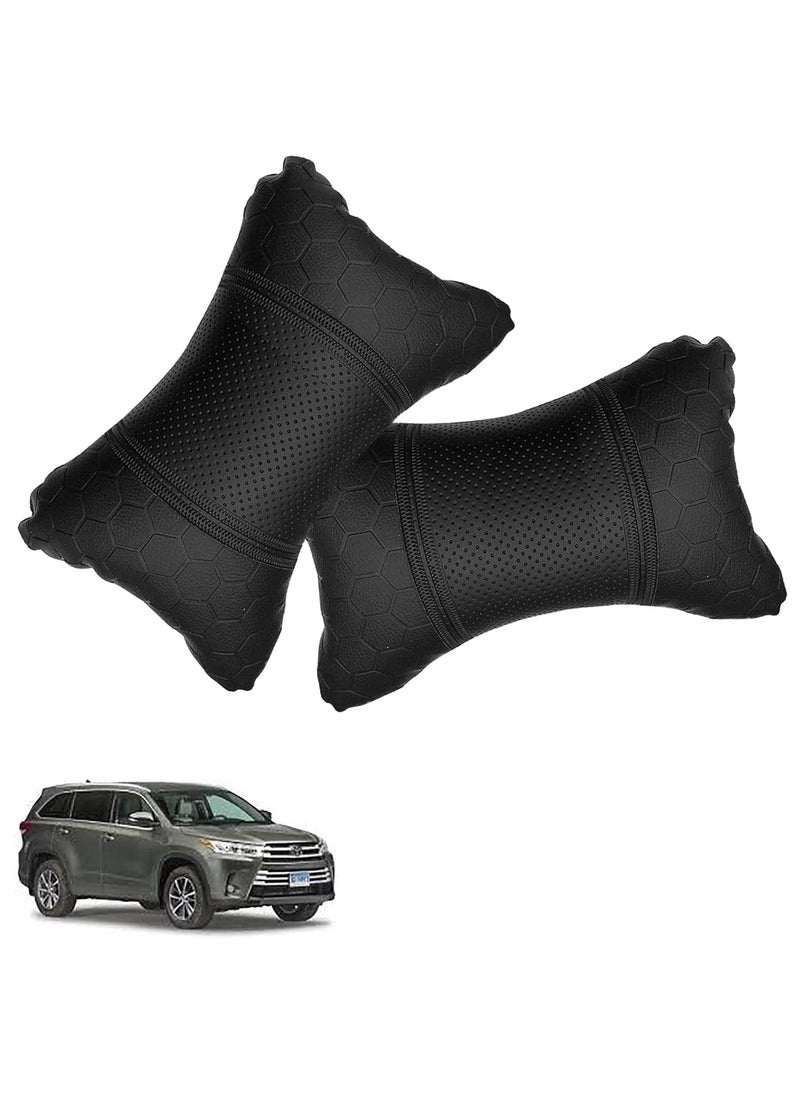 Adroitz Adroitz Car Neck Rest Football Design Black PillowCushion Set of 2 for Highlander_PR419 