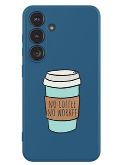 Theodor Protective Slim Fit Case Liquid Silicone Cover with Full Body Protection Anti-Scratch Shockproof Case For Samsung Galaxy S24 (Blue) - No Coffee No work  - Image 1