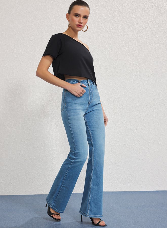 trendyol Light Blue High Waist Flare Jeans - Image 1