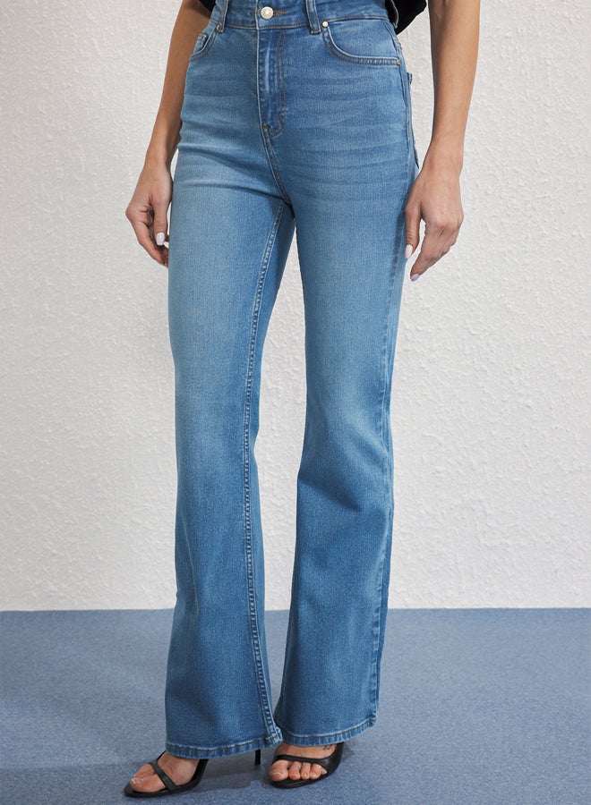 trendyol Light Blue High Waist Flare Jeans - Image 3