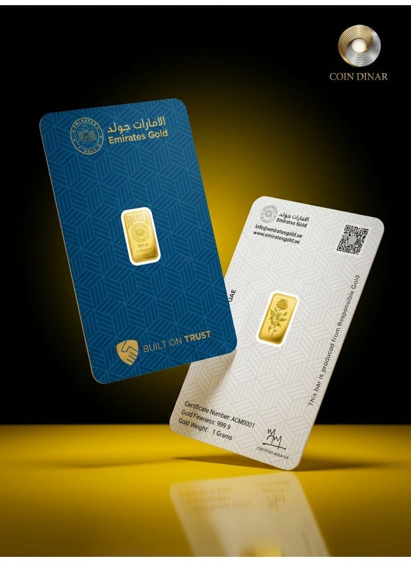 Emirates Gold 1g Gold Bar 24KT Pure 999.9 – Certified Bar-WITH INVOICE - Image 1