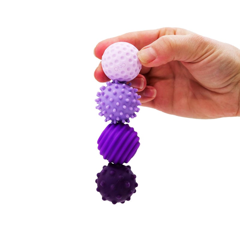 ONO Signets Silicone Magnetic Balls with Textured Dimples Bumps and Waves Fun to Play with Fidget Toy for Adults Help Relieve Stress Anxiety Tension Lavender Set of 4 - Image 3