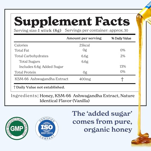 Better Alt KSM-66 Ashwagandha Honey Sticks | Organic Multiflora Himalayan Honey | Helps Promote Relaxation,Boosts Strength, Stamina, Improved energy & Focus | 1-Month Pack - Image 2