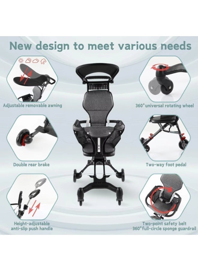 كوينز عربة أطفال خفيفة الوزن قابلة للطي للسفر – عربة مريحة وصديقة للطائرة للأطفال، مثالية للسفر الجوي، عربة أطفال قابلة للطي لتخزين سهل، مناسبة للأطفال والرضّع حتى عمر 5 سنوات. - Image 2