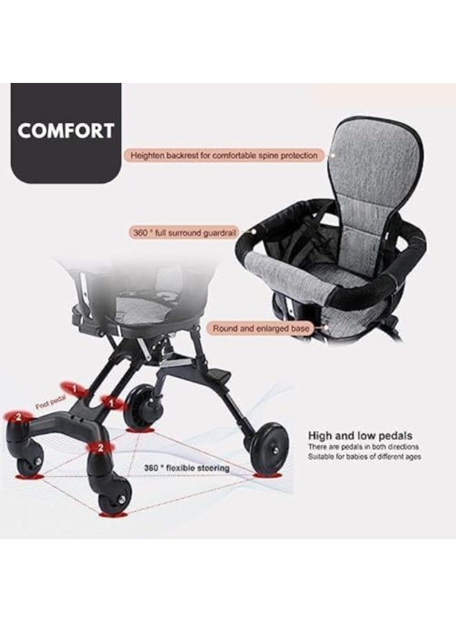 كوينز عربة أطفال خفيفة الوزن قابلة للطي للسفر – عربة مريحة وصديقة للطائرة للأطفال، مثالية للسفر الجوي، عربة أطفال قابلة للطي لتخزين سهل، مناسبة للأطفال والرضّع حتى عمر 5 سنوات. - Image 4