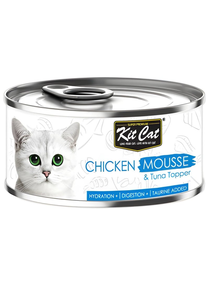 Kit Cat (12 packs) wet food with mousse  tuna flavor for small and large cats / 80 grams - Image 2