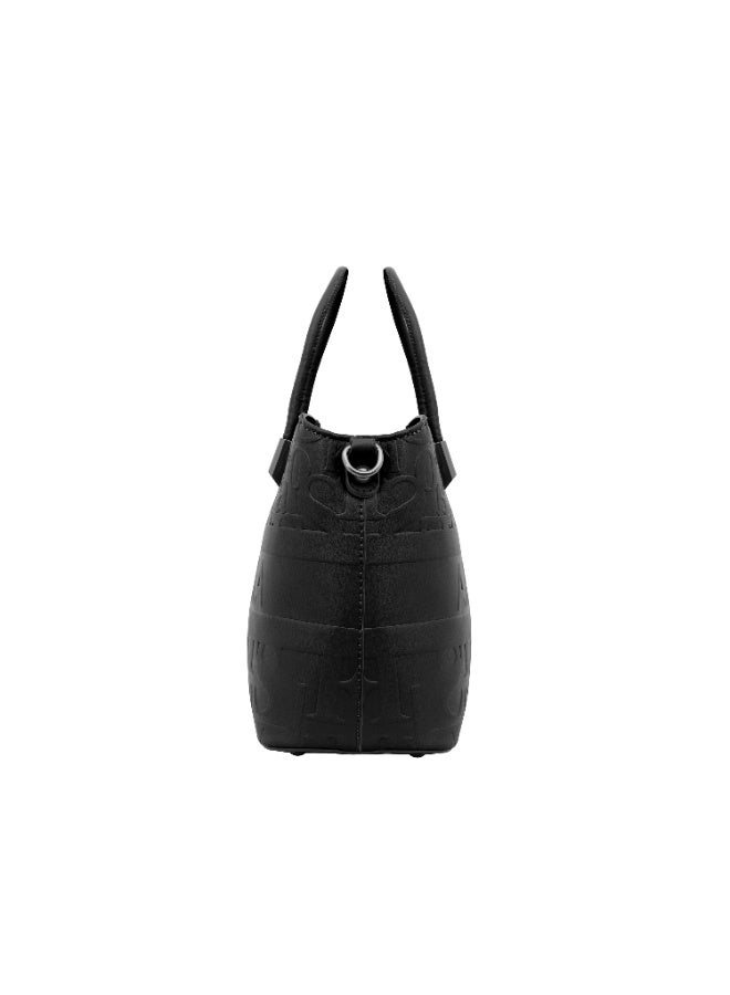 Foska Women's Tote Bag & Shoulder Bag - Embossed Logo PU Leather - Tan/Camel - 21x21cm - Image 3