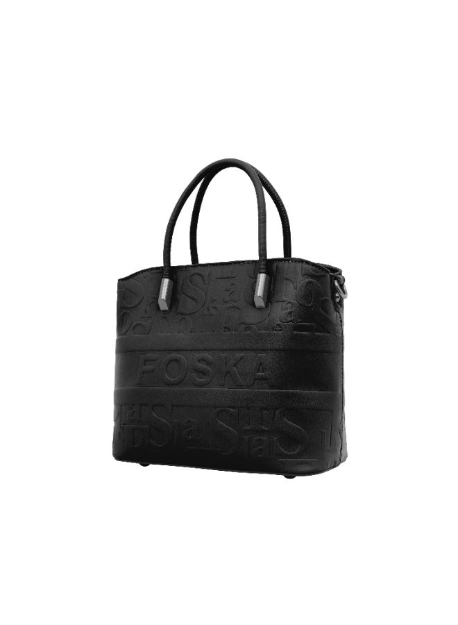 Foska Women's Tote Bag & Shoulder Bag - Embossed Logo PU Leather - Tan/Camel - 21x21cm - Image 2