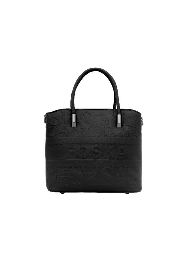 Foska Women's Tote Bag & Shoulder Bag - Embossed Logo PU Leather - Tan/Camel - 21x21cm - Image 4