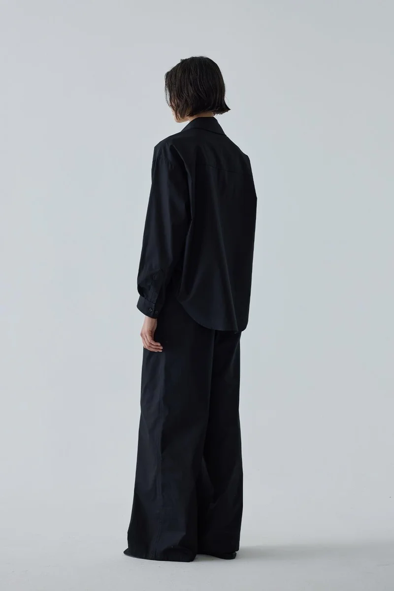 سود كوليكشن Saud Collection Black Basic Poplin Trousers