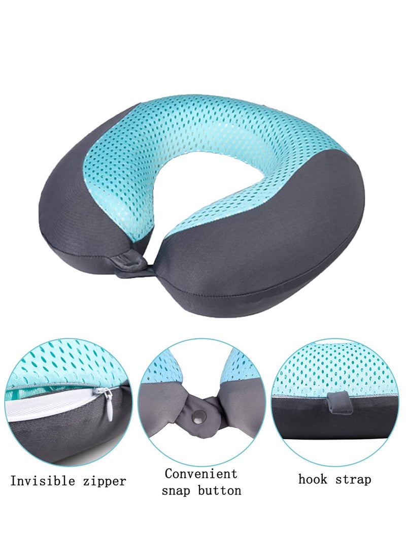 Excefore Travel Pillow, Memory Foam Neck Pillow, Soft & Support Travel Pillow, Ergonomically Designed Neck Support Pillow, for Sleeping, Traveling, Car, Flight, and Home Use (Navy Blue-gel) - Image 3