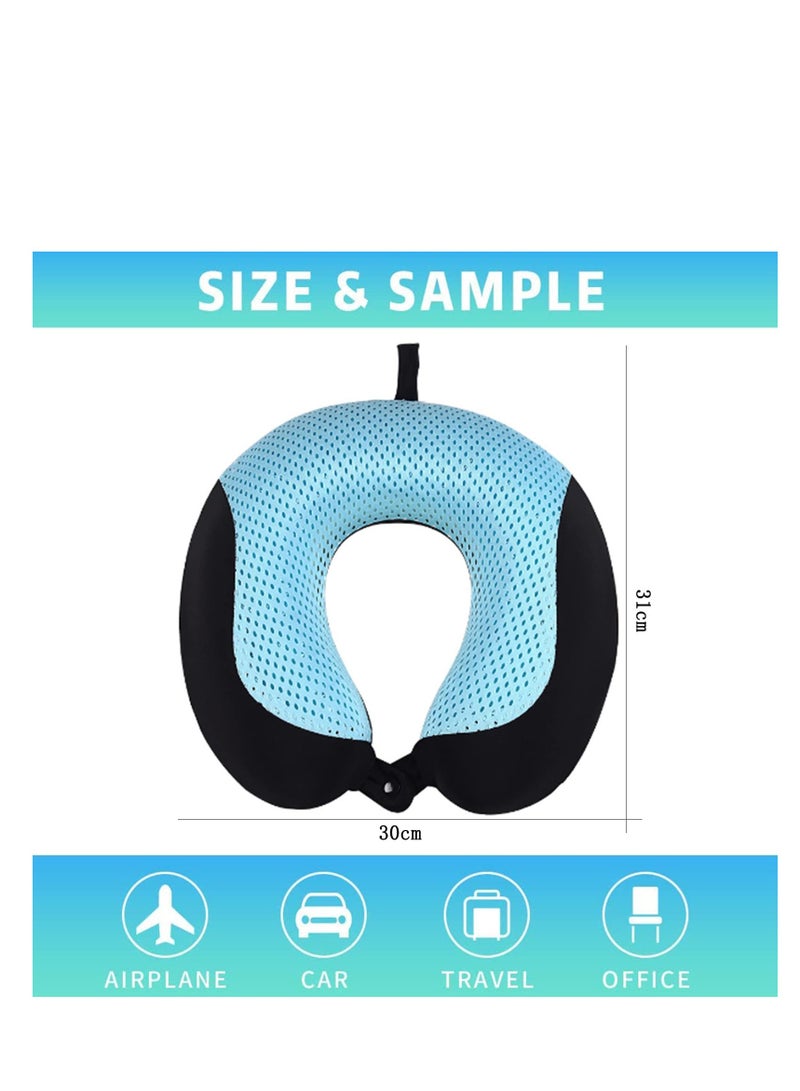 Excefore Travel Pillow, Memory Foam Neck Pillow, Soft & Support Travel Pillow, Ergonomically Designed Neck Support Pillow, for Sleeping, Traveling, Car, Flight, and Home Use (Navy Blue-gel) - Image 2