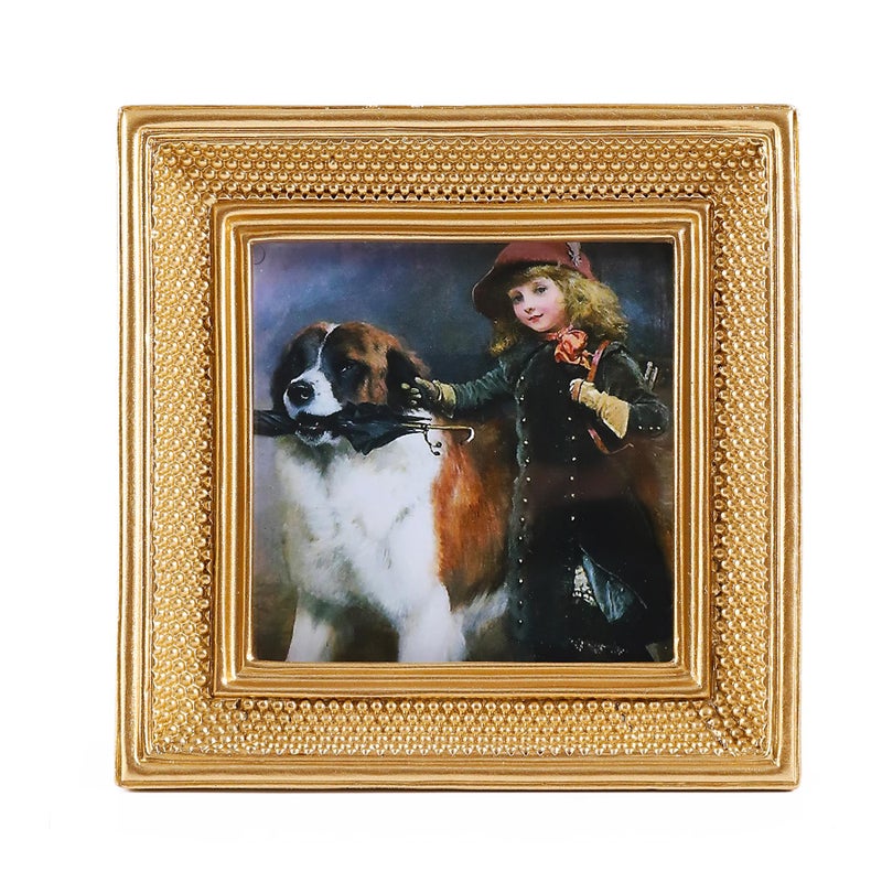 Kangce Gold Vintage Picture Frames 3x3 Mini Square Antique Pictures Frames with Beaded Border Ornate Picture Frames for Tabletop and Wall Mount Decorative Gallery Wall Art - Image 1