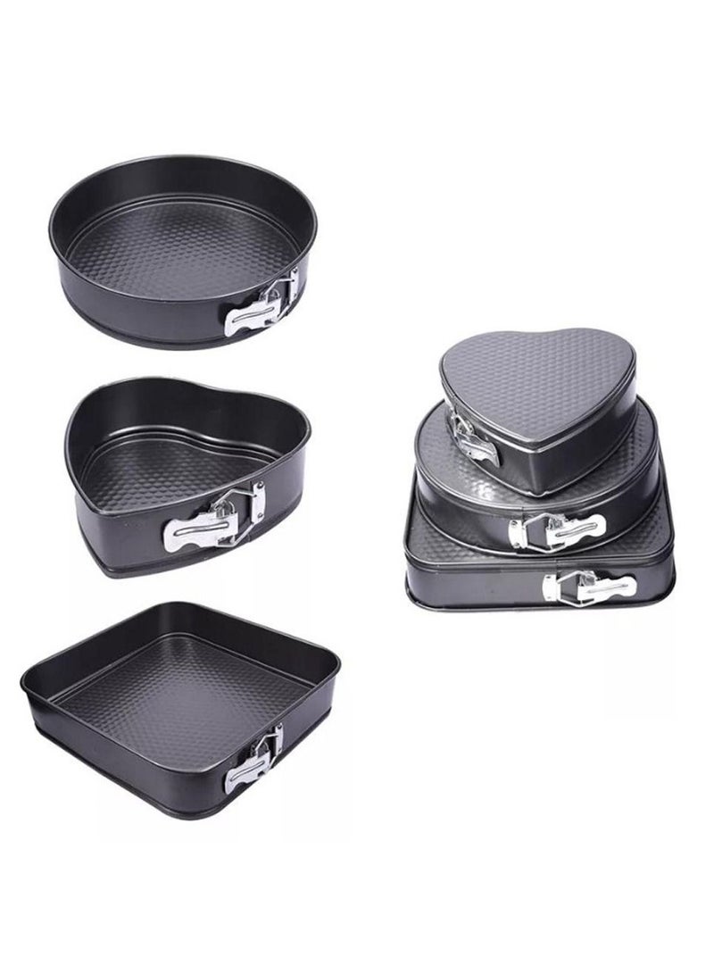 DubaiGallery طقم 3 قطع صينية كعك معدنية غير لاصقة مع قاعدة قابلة للإزالة بأشكال مستديرة وقلبية ومربعة - Image 2