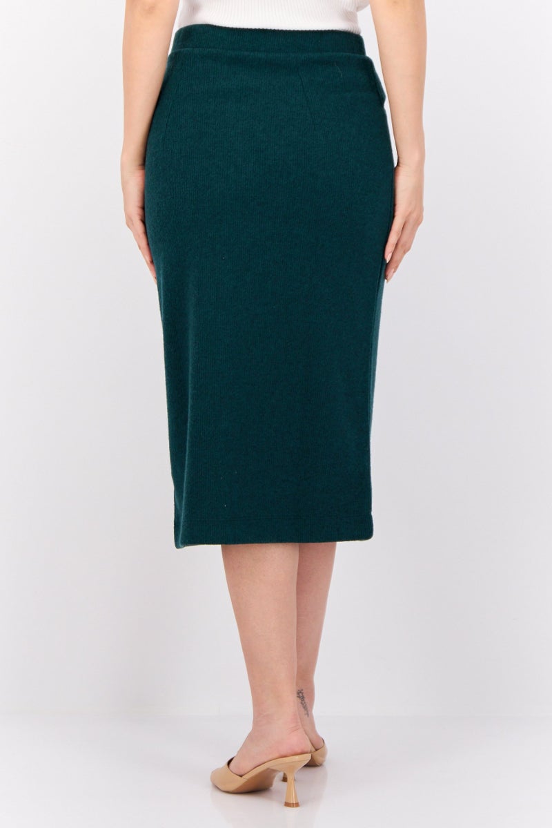 ESPRIT تنورة ميدي محبوكة سادة للنساء، خضراء - Image 3