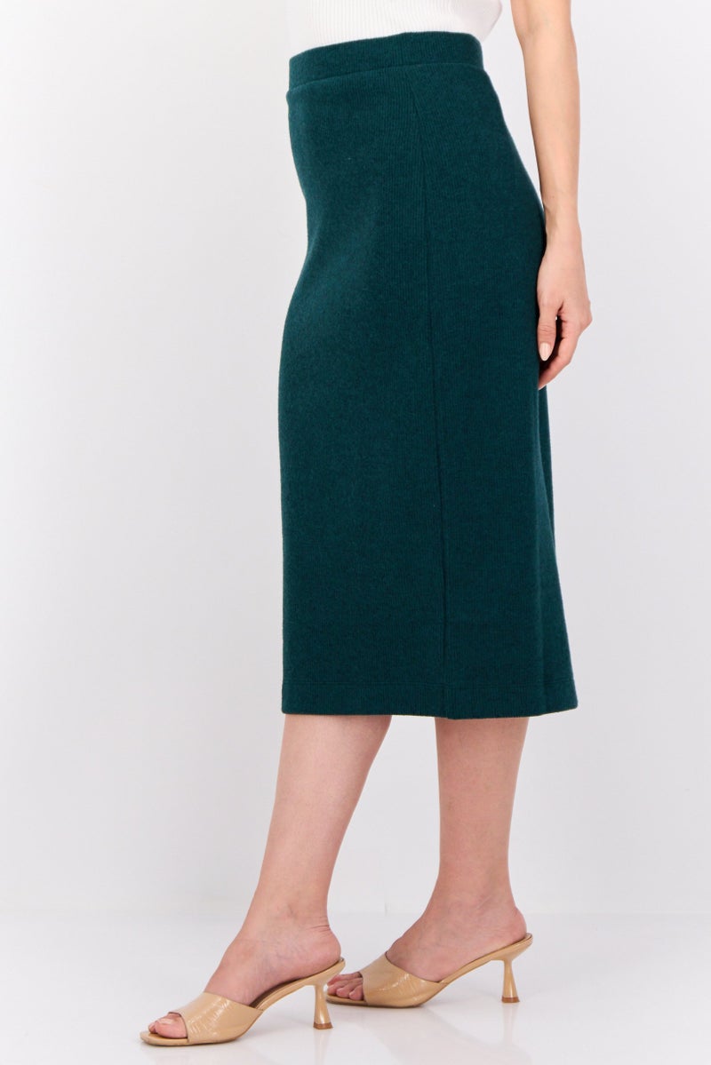 ESPRIT تنورة ميدي محبوكة سادة للنساء، خضراء - Image 2