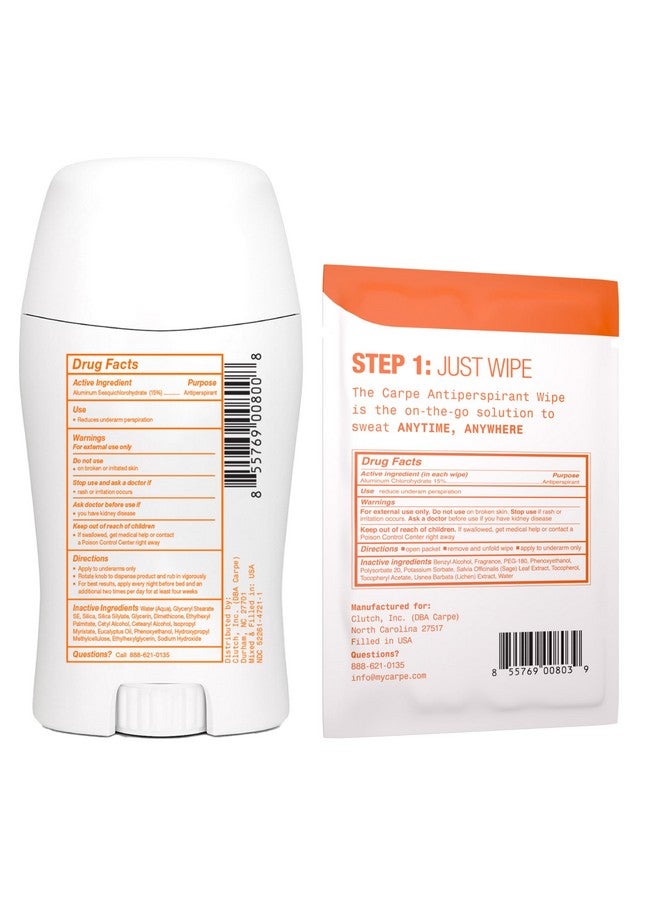 Carpe Antiperspirant Underarm And On-The-Go Wipes Package (1 Underarm Clinical Strength, 15 Individual Antiperspirant On-The-Go Wipes), Stop Excessive Sweat - Great For Hyperhidrosis - Image 2