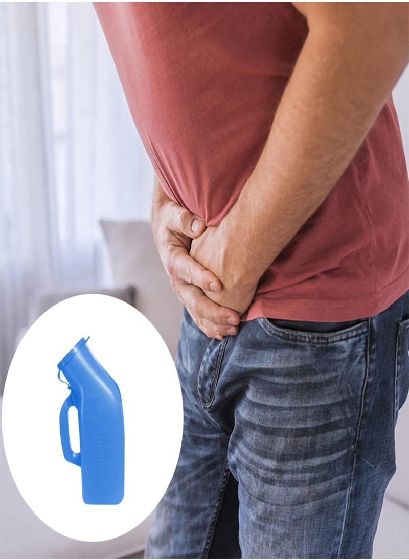 GGOOT - Urine Bottles Male Spill-Proof Urine Bottle Collection Container for Adults/Large Plastic Pee Holder for Hospital Incontinence Elderly Travel Driving Camping (Blue)1 Packs-1200ml (Blue) - Image 1