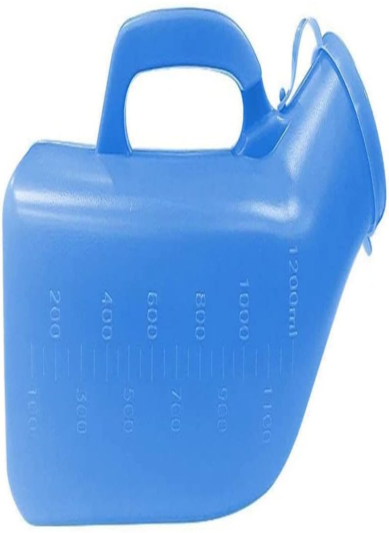 GGOOT - Urine Bottles Male Spill-Proof Urine Bottle Collection Container for Adults/Large Plastic Pee Holder for Hospital Incontinence Elderly Travel Driving Camping (Blue)1 Packs-1200ml (Blue) - Image 1