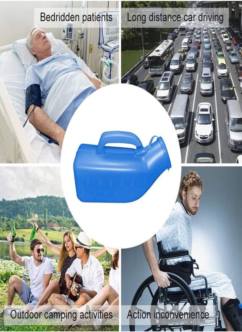 GGOOT - Urine Bottles Male Spill-Proof Urine Bottle Collection Container for Adults/Large Plastic Pee Holder for Hospital Incontinence Elderly Travel Driving Camping (Blue)1 Packs-1200ml (Blue) - Image 1