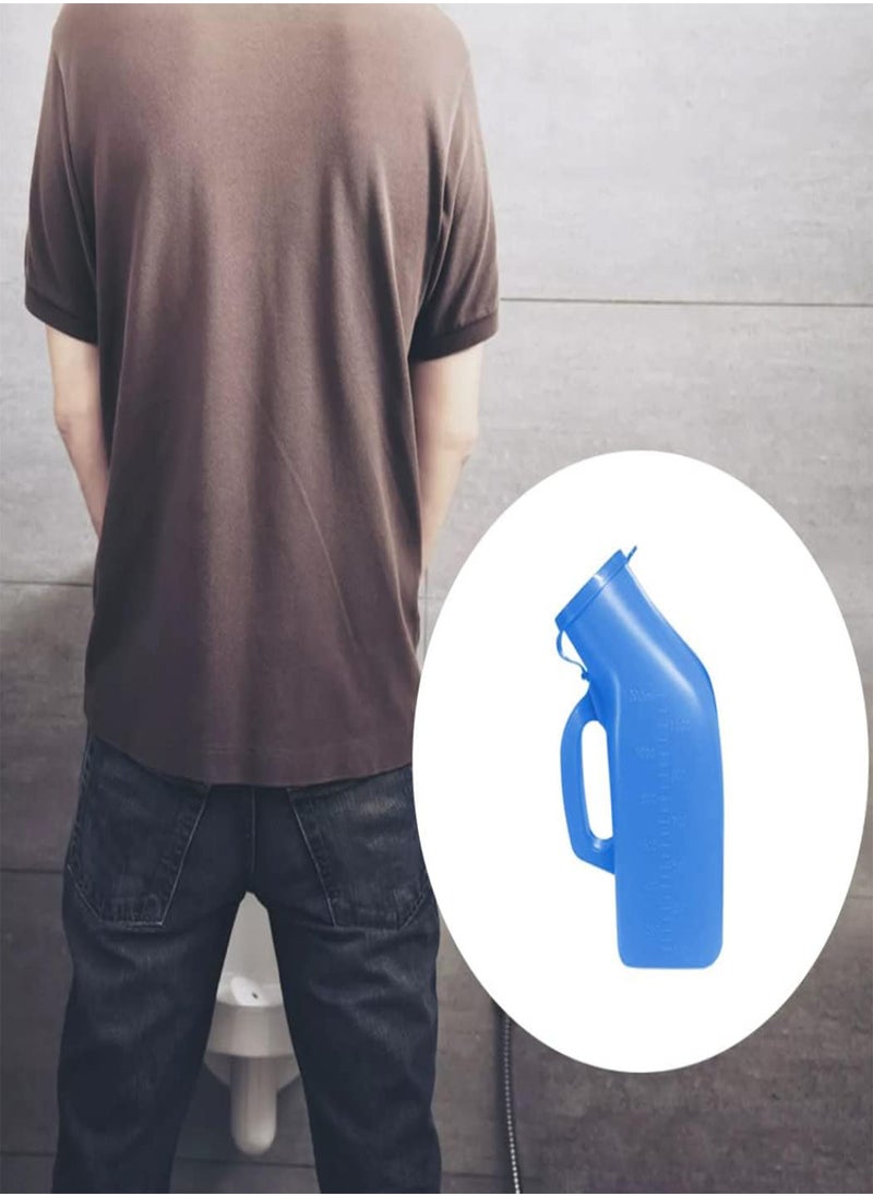 GGOOT - Urine Bottles Male Spill-Proof Urine Bottle Collection Container for Adults/Large Plastic Pee Holder for Hospital Incontinence Elderly Travel Driving Camping (Blue)1 Packs-1200ml (Blue) - Image 1