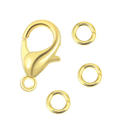 ALEXCRAFT Wholesale Pack- Gold Plated 50 PCS 9mm Small Lobster Clasps and 100 PCS 4mm Open Jump Rings for Jewelry Making & Finding - Image 1