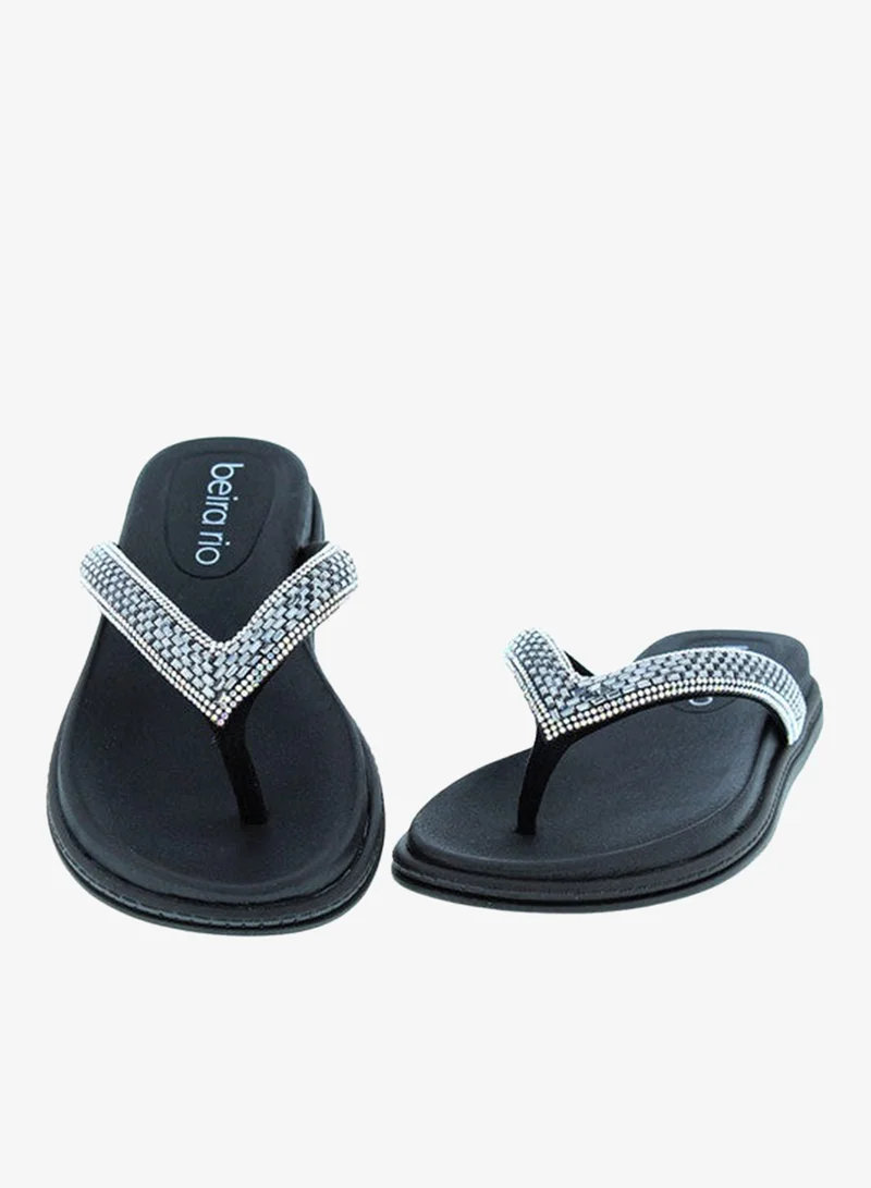 Beira Rio BLACK Beira Rio Ladies Flat Sandals Black | Made In Brazil for Women | Best Price UAE