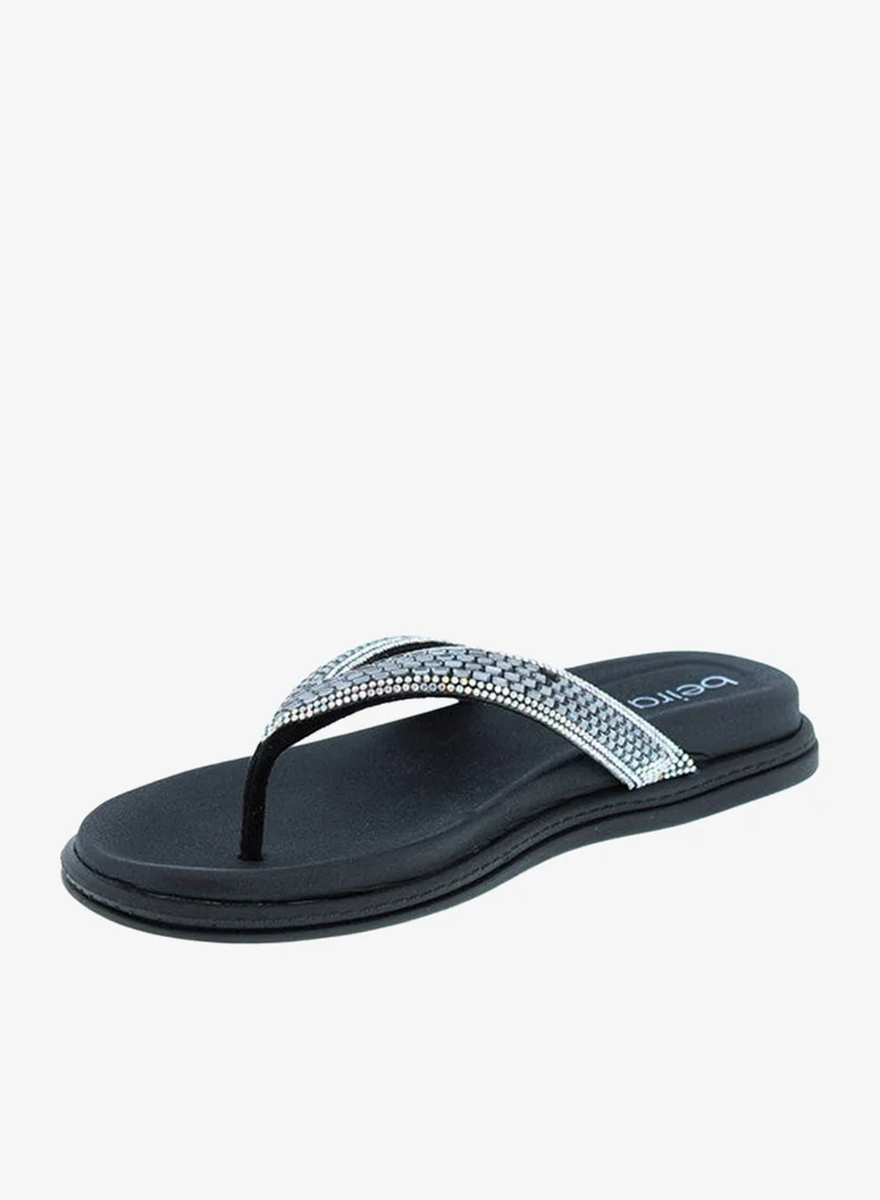 Beira Rio BLACK Beira Rio Ladies Flat Sandals Black | Made In Brazil for Women | Best Price UAE